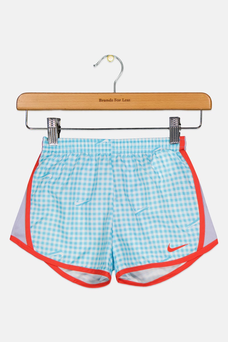 Nike Kids Girl Sportswear Fit Brand Logo Training Shorts, Light Blue - Image 2